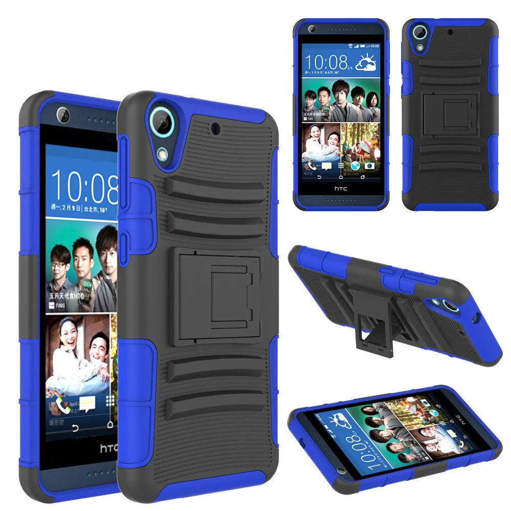 HTC Desire 626 Case, Hybrid Dual Layer Armor[Shock/Impact Resistant] Case Cover with Built-in Kickstand for HTC Desire 626 - Blue