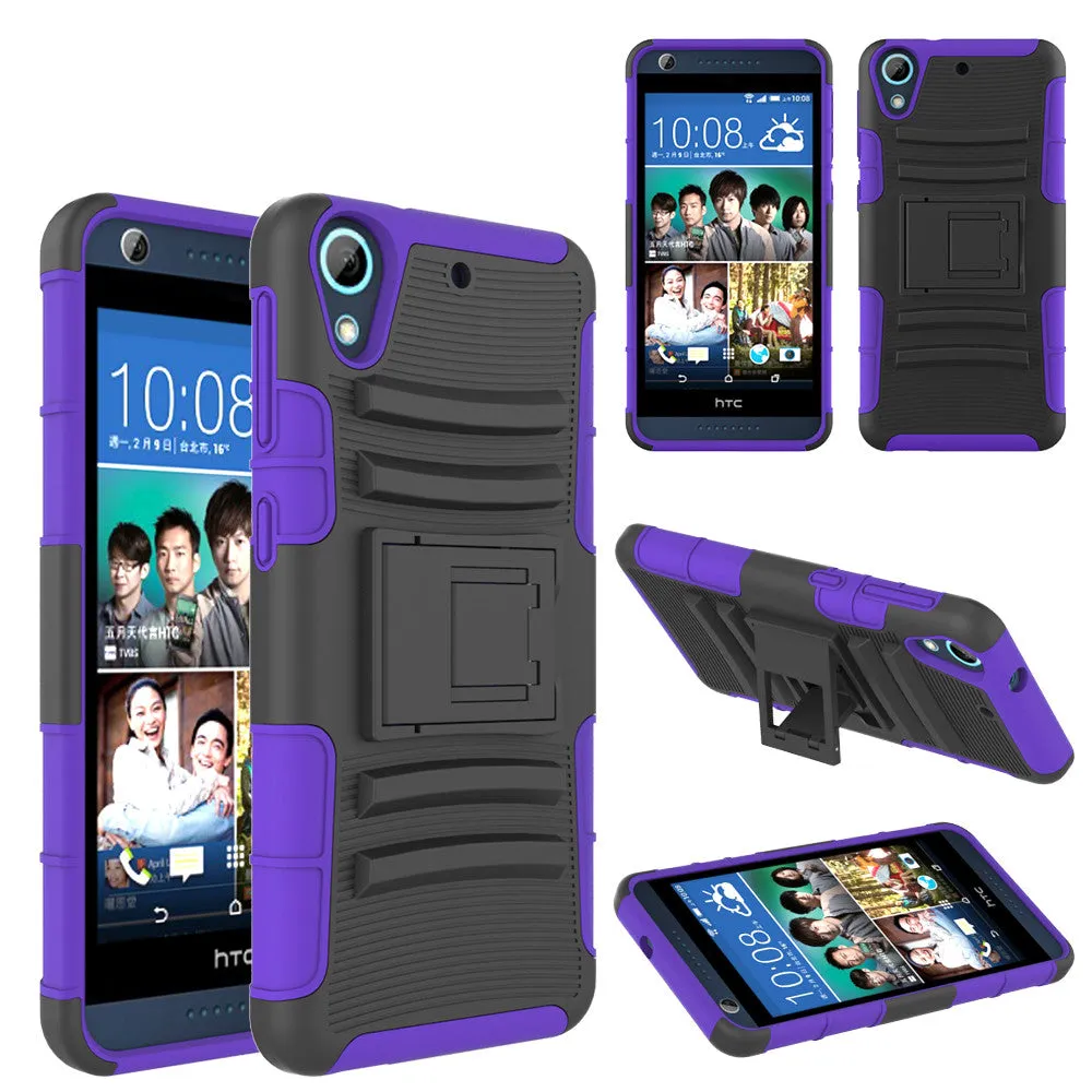 HTC Desire 626 Case, Hybrid Dual Layer Armor[Shock/Impact Resistant] Case Cover with Built-in Kickstand for HTC Desire 626 - Purple