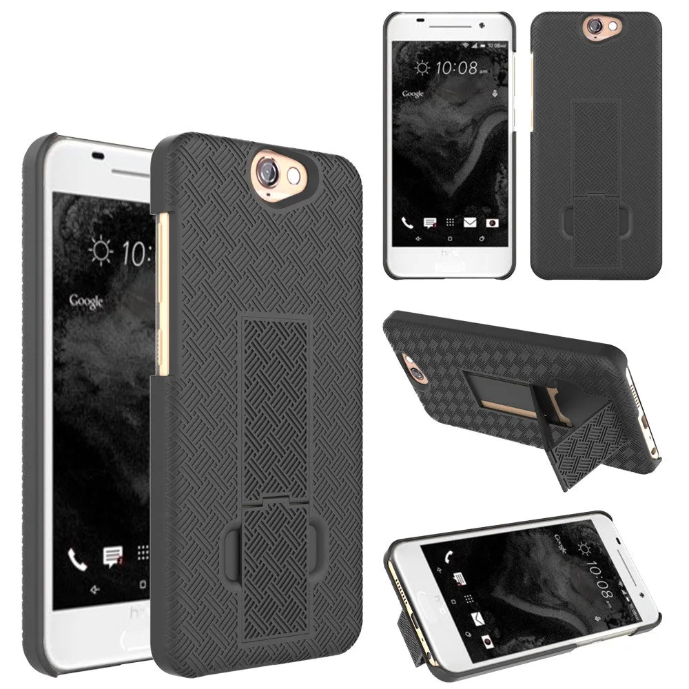 HTC One A9 Case, Rugged Rotating Belt Clip Slim Holster Shell Combo Case for HTC One A9 - Black