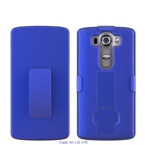 LG V10 Case, Rugged Rotating Belt Clip Slim Holster Shell Combo Case for LG V10 - Blue