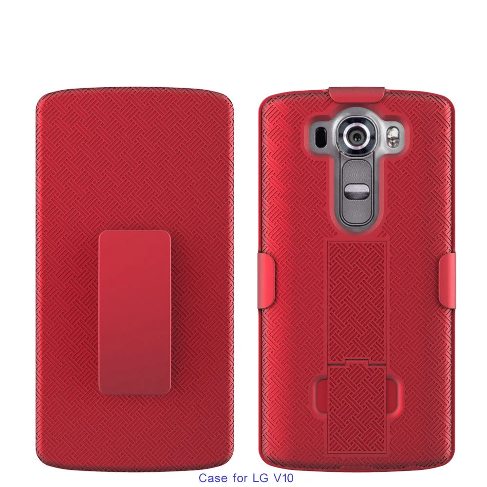 LG V10 Case, Rugged Rotating Belt Clip Slim Holster Shell Combo Case for LG V10 - Red