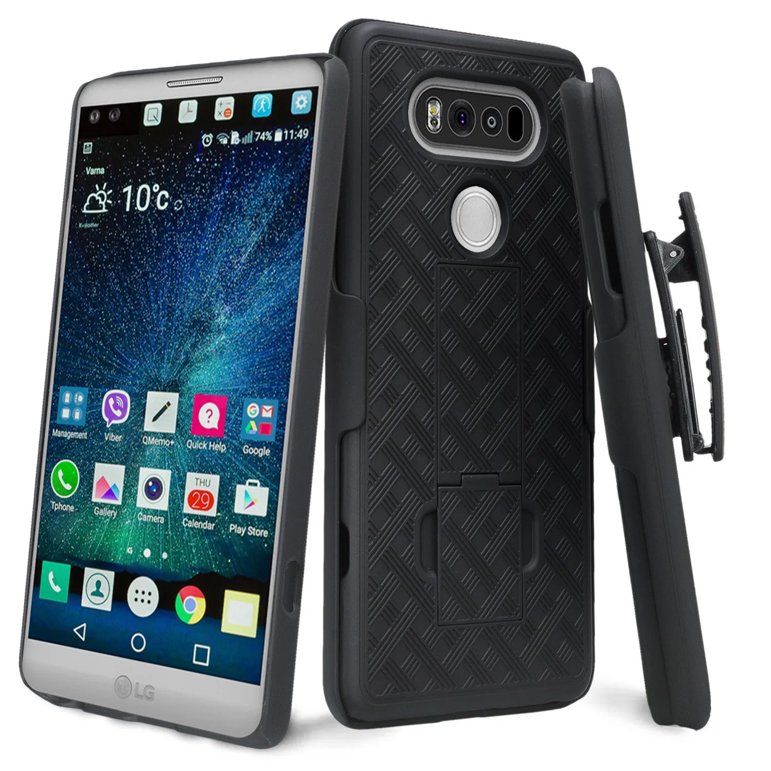 LG V20 Case, Slim Rotating Swivel Clip Holster Shell Combo Case for LG V20