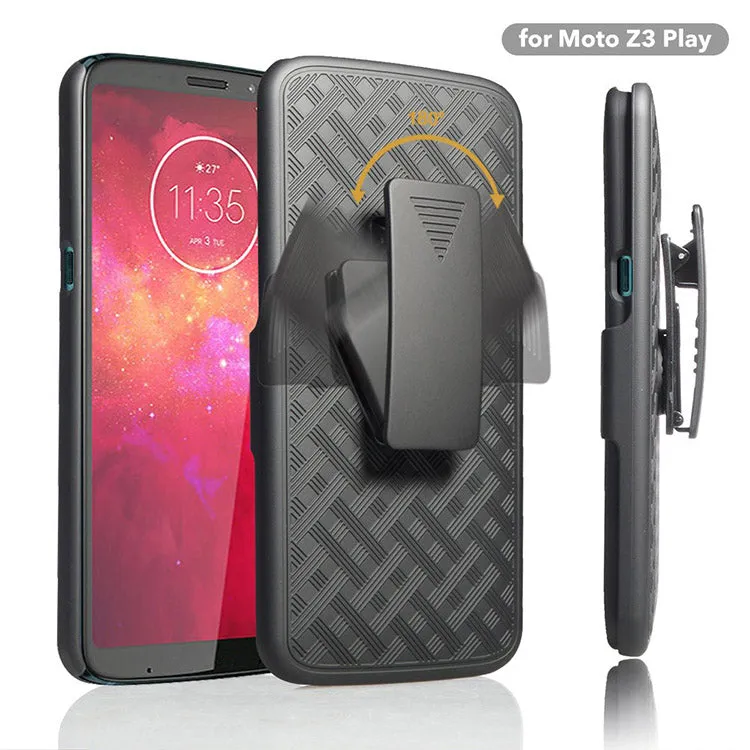 Motorola Moto Z3 Play Case, Moto Z3 Play Case, Rugged Slim Rotating Swivel Lock Holster Shell Combo Case for Moto Z3 Play