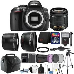 Nikon D5300 24.2MP DSLR Camera with 18-55mm Lens and 16GB Accessory Bundle