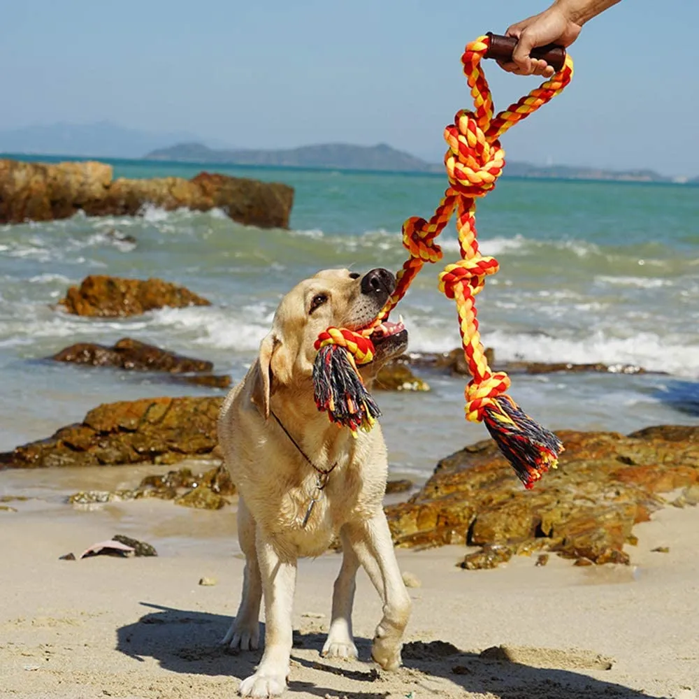 Pawfectpals Indestructible Tough Twisted Dog Chew Rope Toy Teething and Tug of War for Aggressive Chewers (One Handle-Orange)