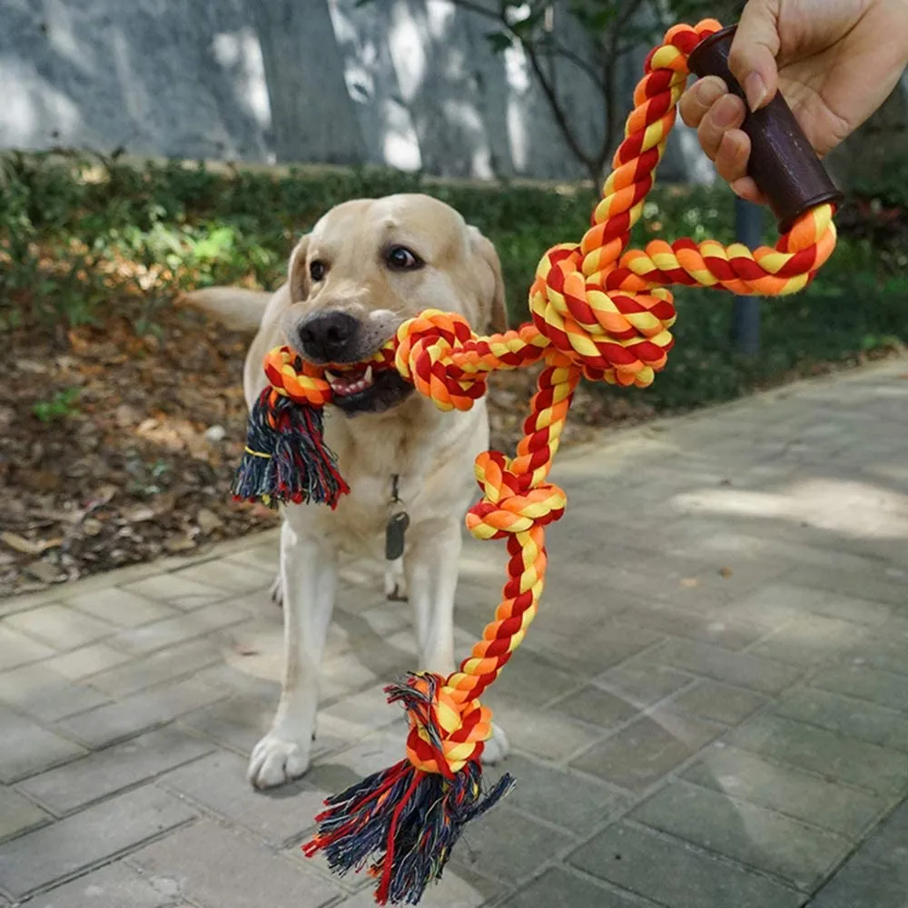 Pawfectpals Indestructible Tough Twisted Dog Chew Rope Toy Teething and Tug of War for Aggressive Chewers (One Handle-Orange)