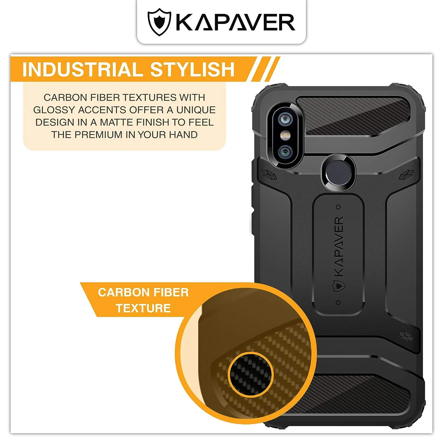 Redmi Note 6 Pro Back Cover Case | Rugged - Black