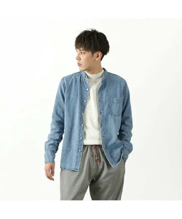 REMI RELIEF / Denim Band Collar Shirt