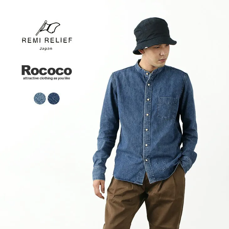 REMI RELIEF / Denim Band Collar Shirt