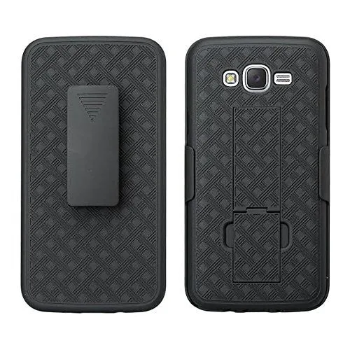 Samsung Galaxy J7 Case, Slim Rotating Swivel Belt Clip Holster Shell Combo Case for Galaxy J7 - Black