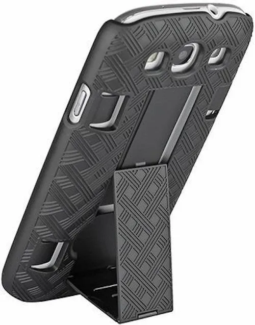 Samsung Galaxy J7 Case, Slim Rotating Swivel Belt Clip Holster Shell Combo Case for Galaxy J7 - Black