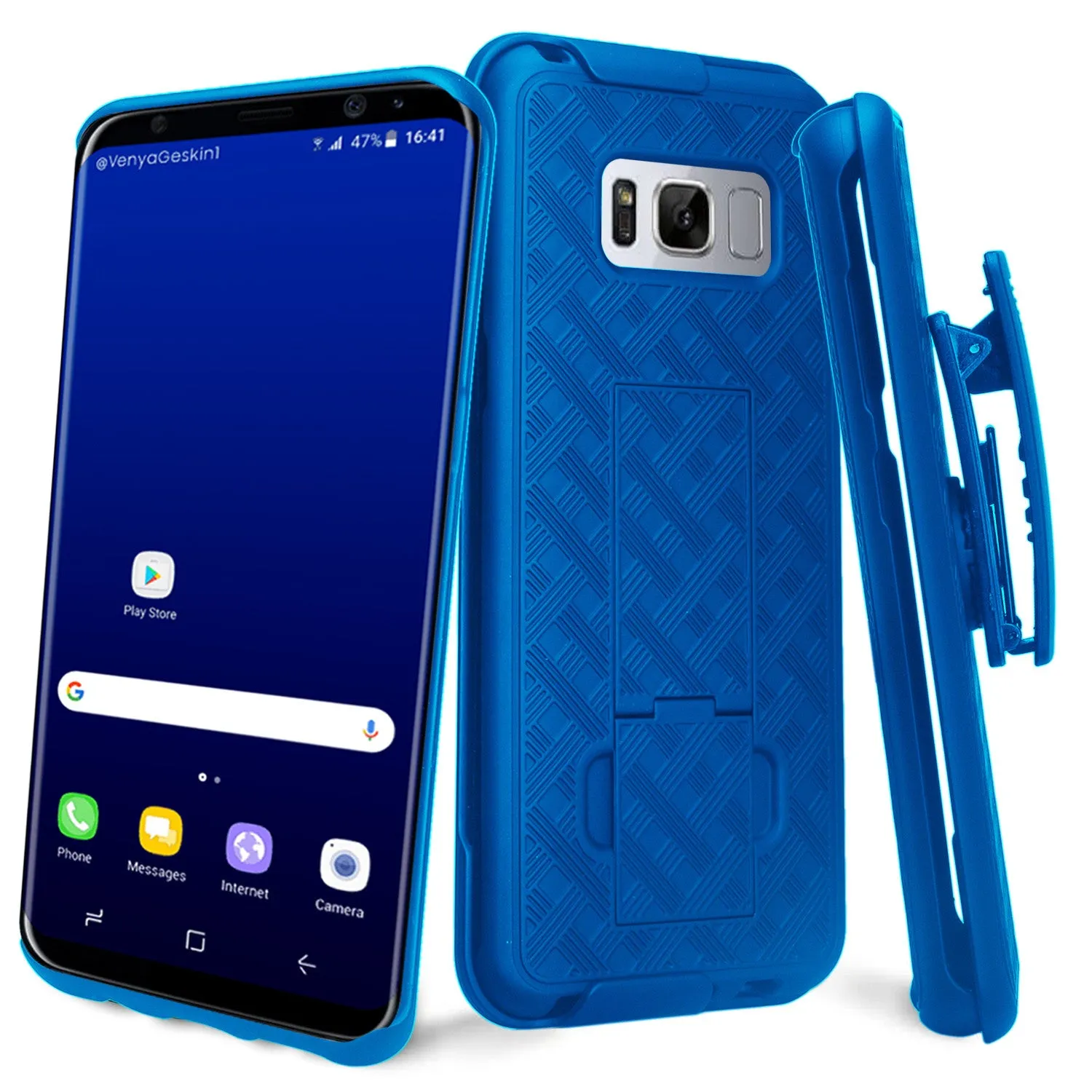 Samsung Galaxy S8 Case, SM-G950 Case, Rugged Slim Rotating Swivel Lock Holster Shell Combo Case for Galaxy S8 -Blue