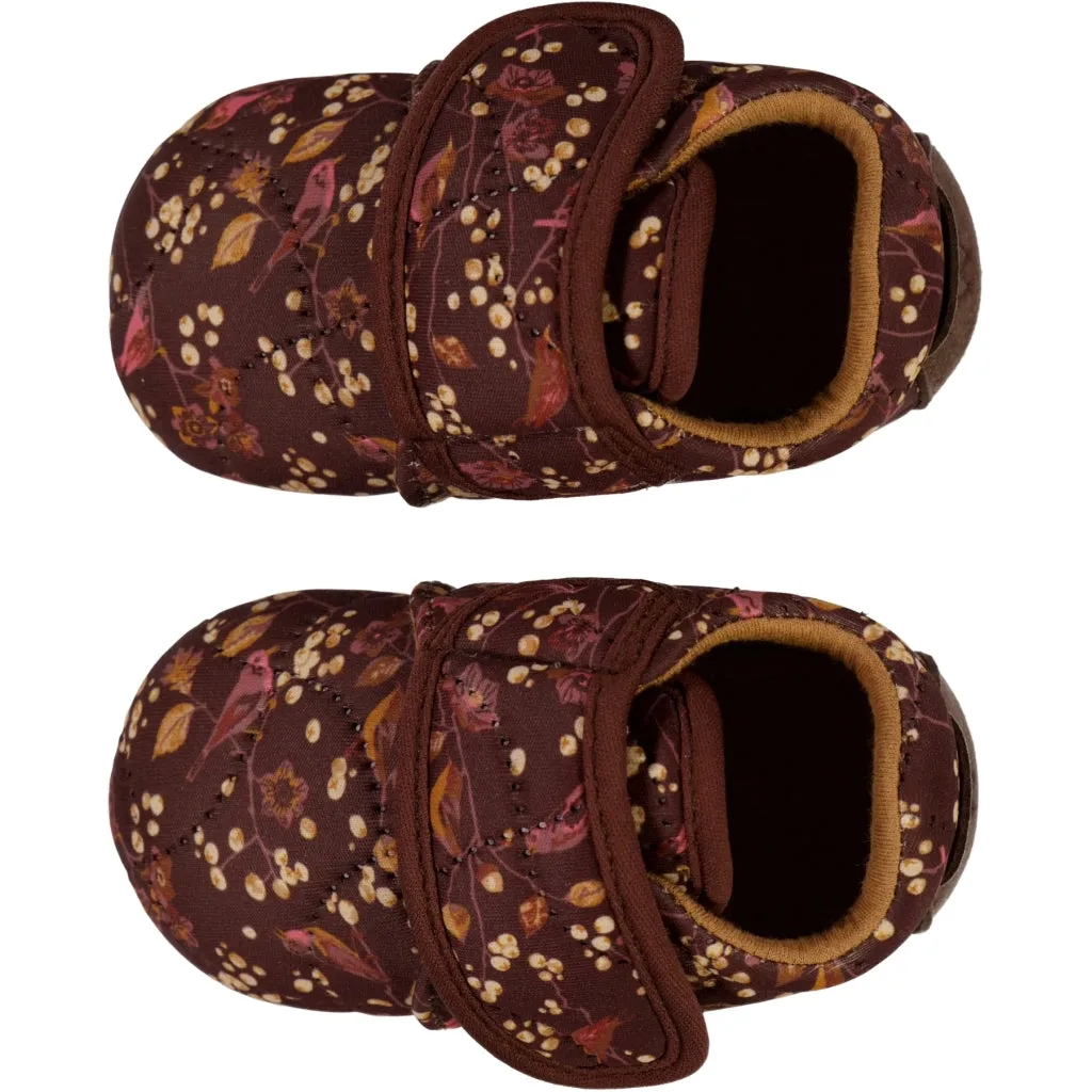 Sasha Thermo Home Shoe - maroon birds