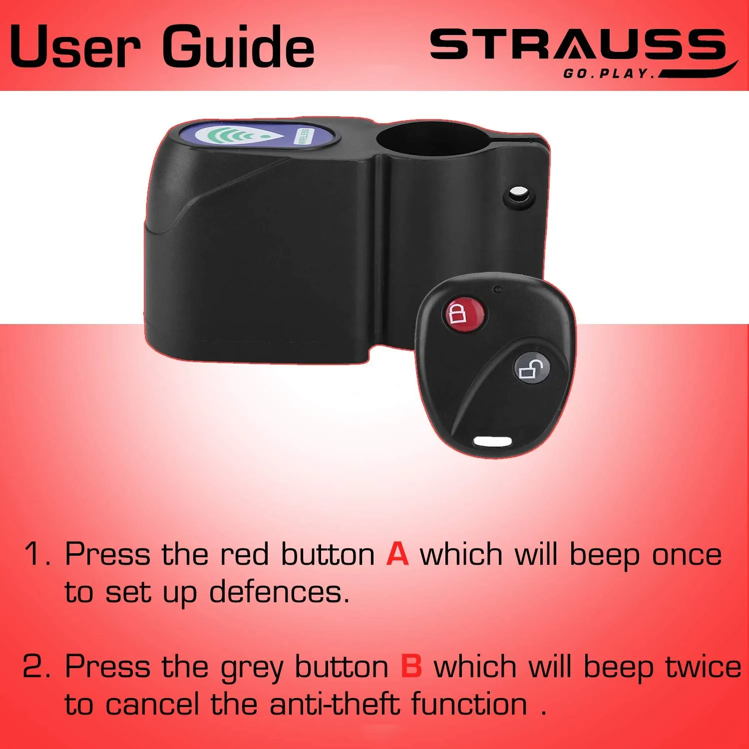 Strauss Bicycle Wireless Security Alarm Lock and Bicycle Bottle Holder (Black)