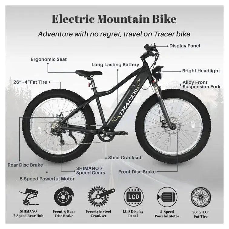 TRACER| TACOMA 26" 48V/12.8Ah Fat Tire Electric Mountain Bike