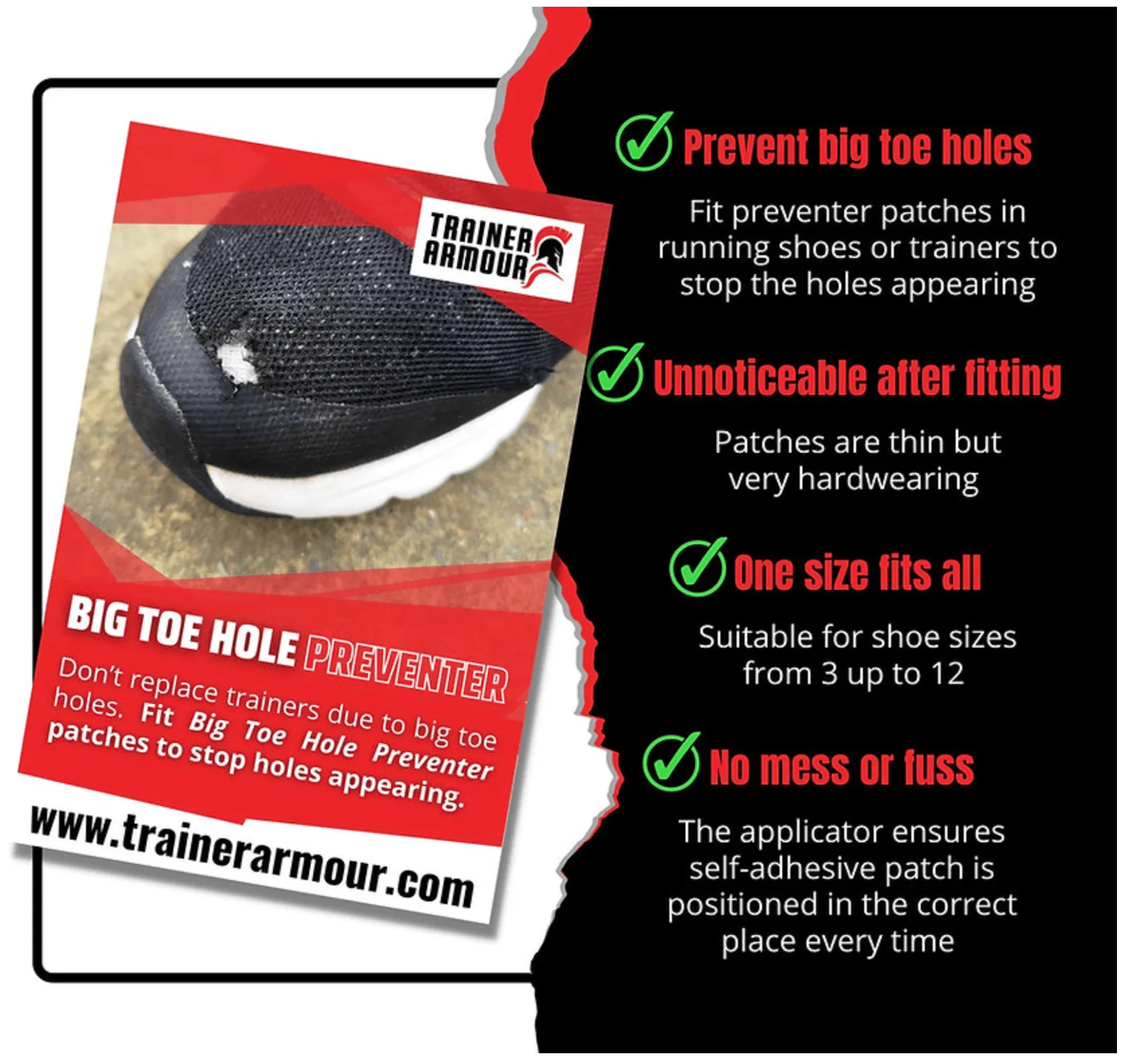 Trainer Armour - Big Toe Hole Preventer shoe repair