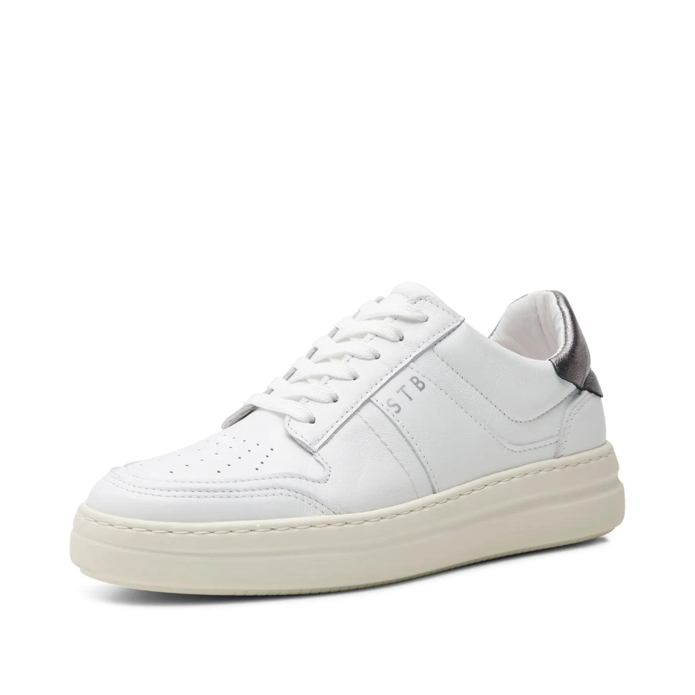 Valda sneaker suede leather - WHITE/SILVER