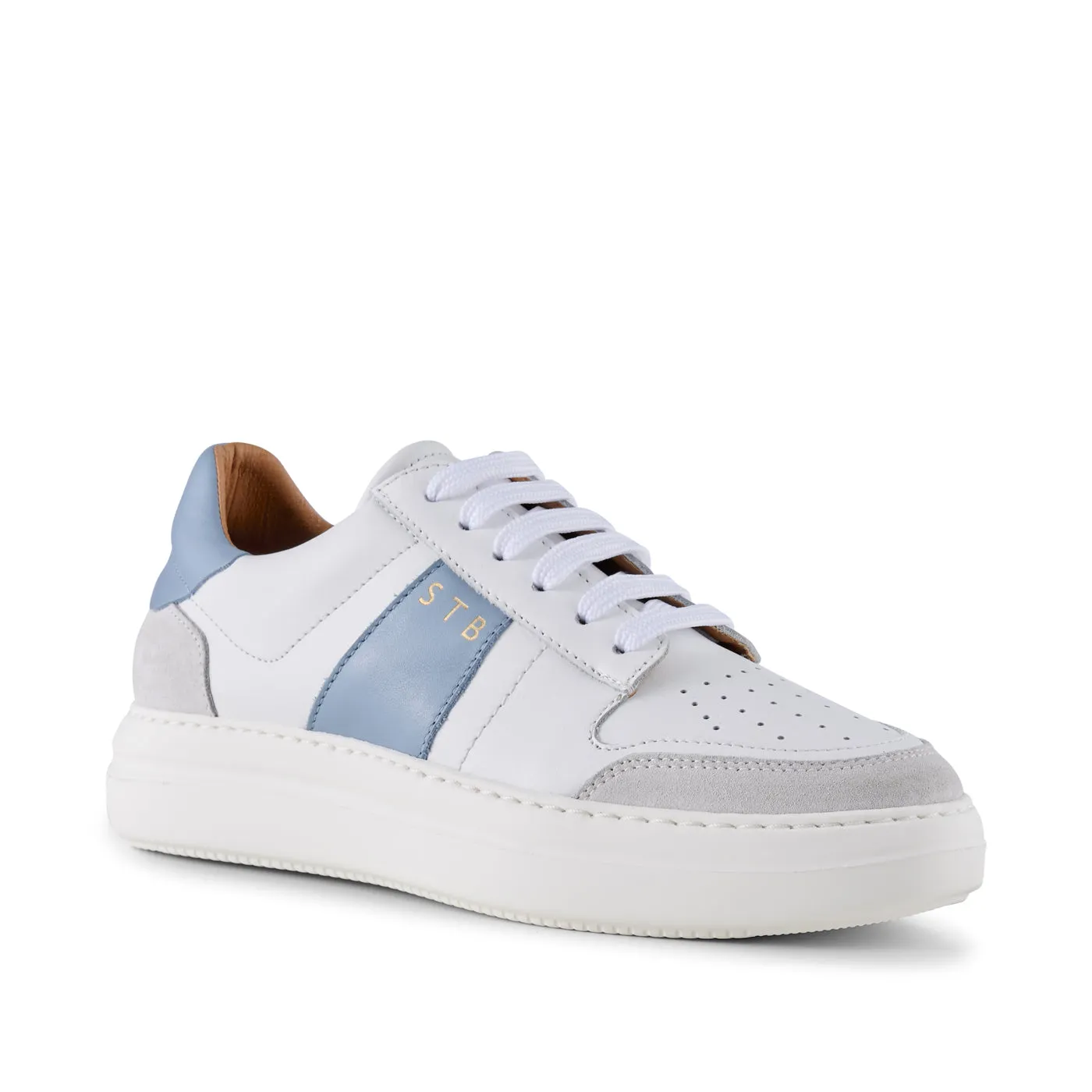 Vinca sneaker leather - WHITE/BLUE