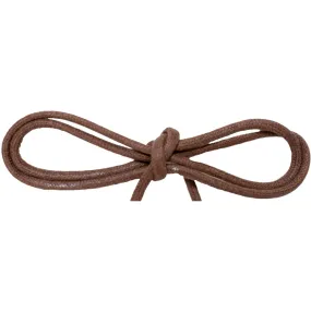 Waxed Cotton Thin Round Dress Laces Custom Length with Tip - Brown (1 Pair Pack) Shoelaces