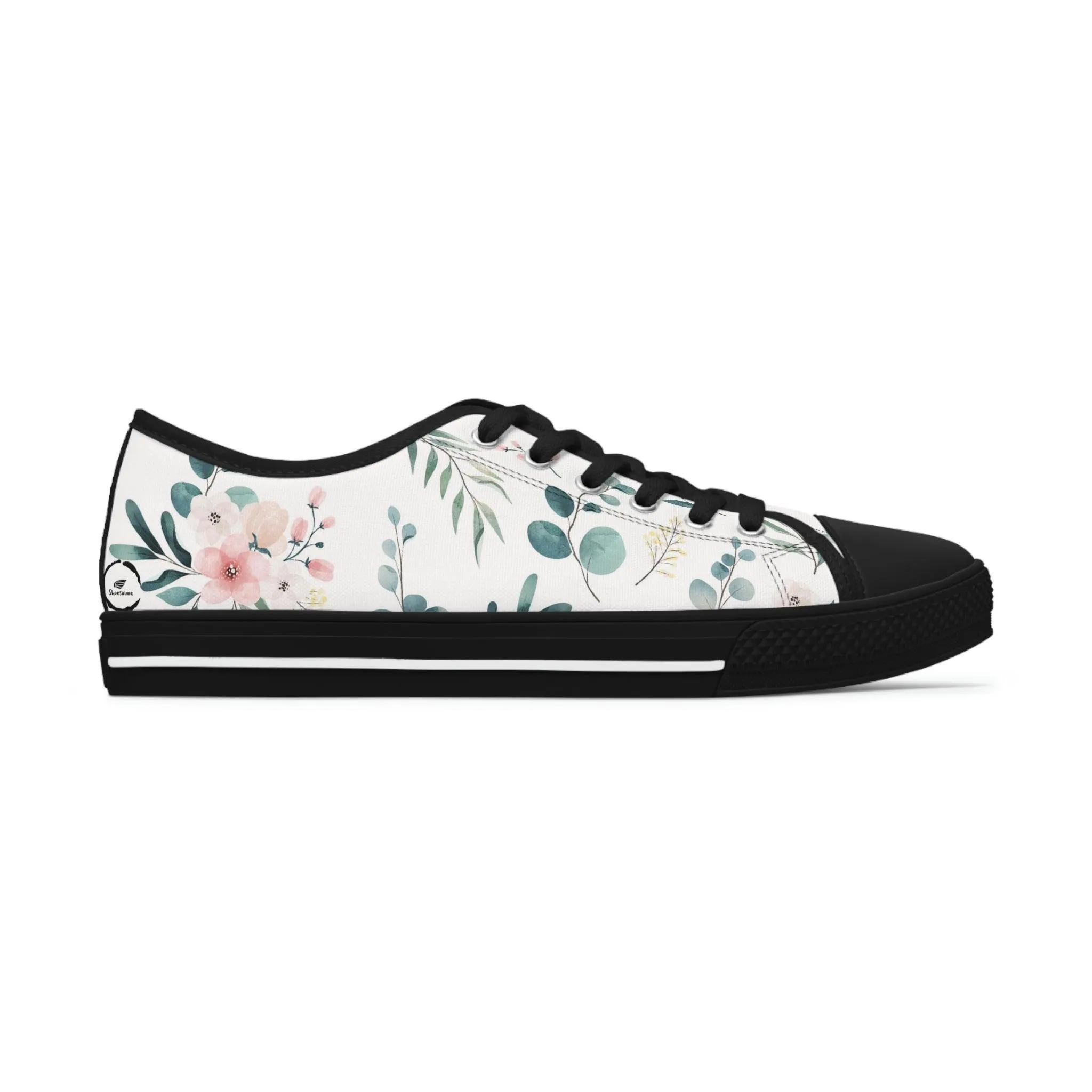 White and Green Women's Low Top Sneakers- FORHERA DESIGN