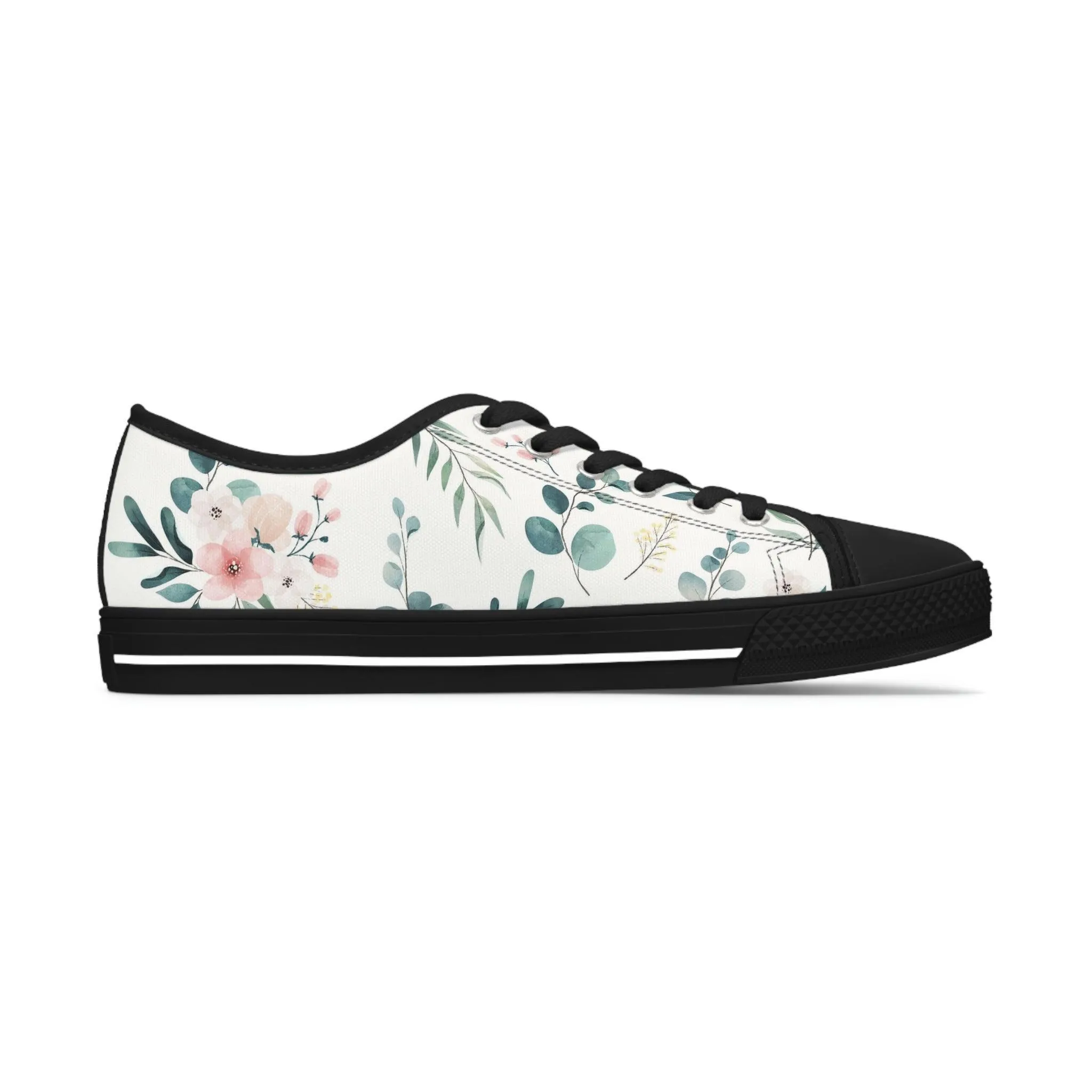 White and Green Women's Low Top Sneakers- FORHERA DESIGN