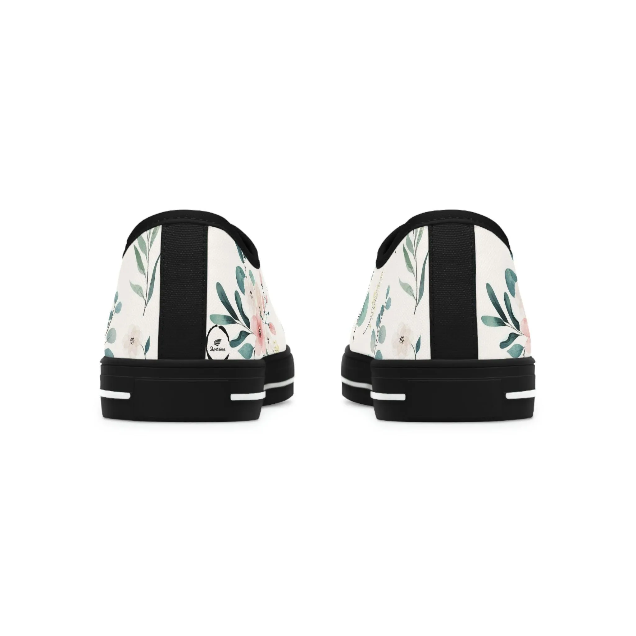 White and Green Women's Low Top Sneakers- FORHERA DESIGN