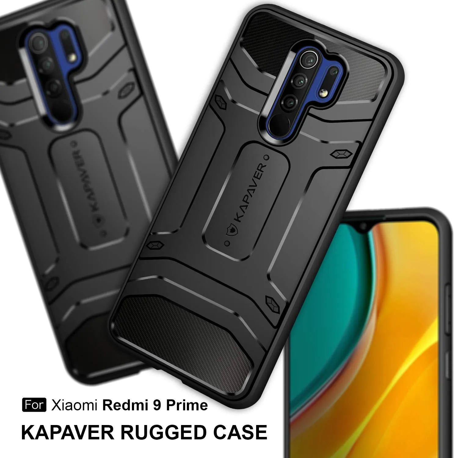 Xiaomi Redmi 9 Prime, Xiaomi Poco M2 Back Cover Case | Rugged - Black