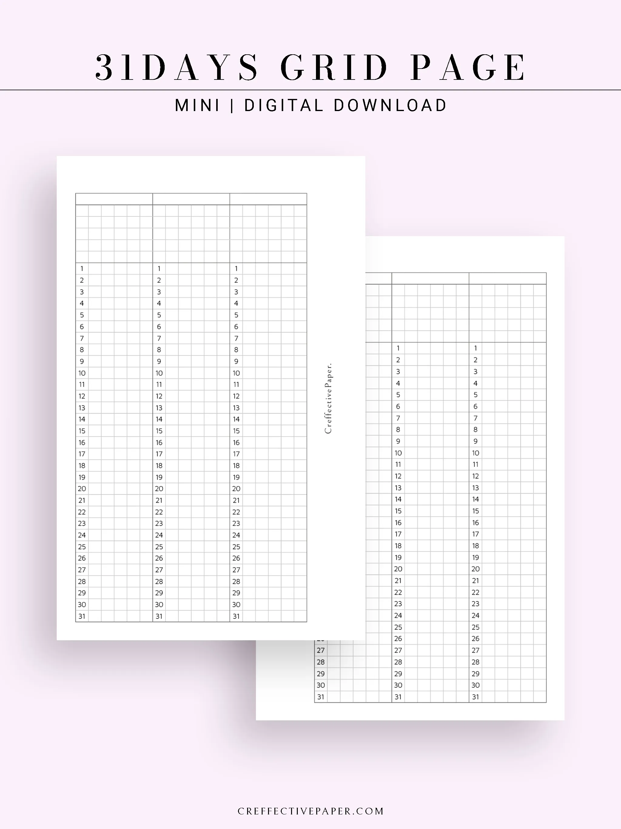 Y110 | 31Days Grid Page for Future Log & Tracker