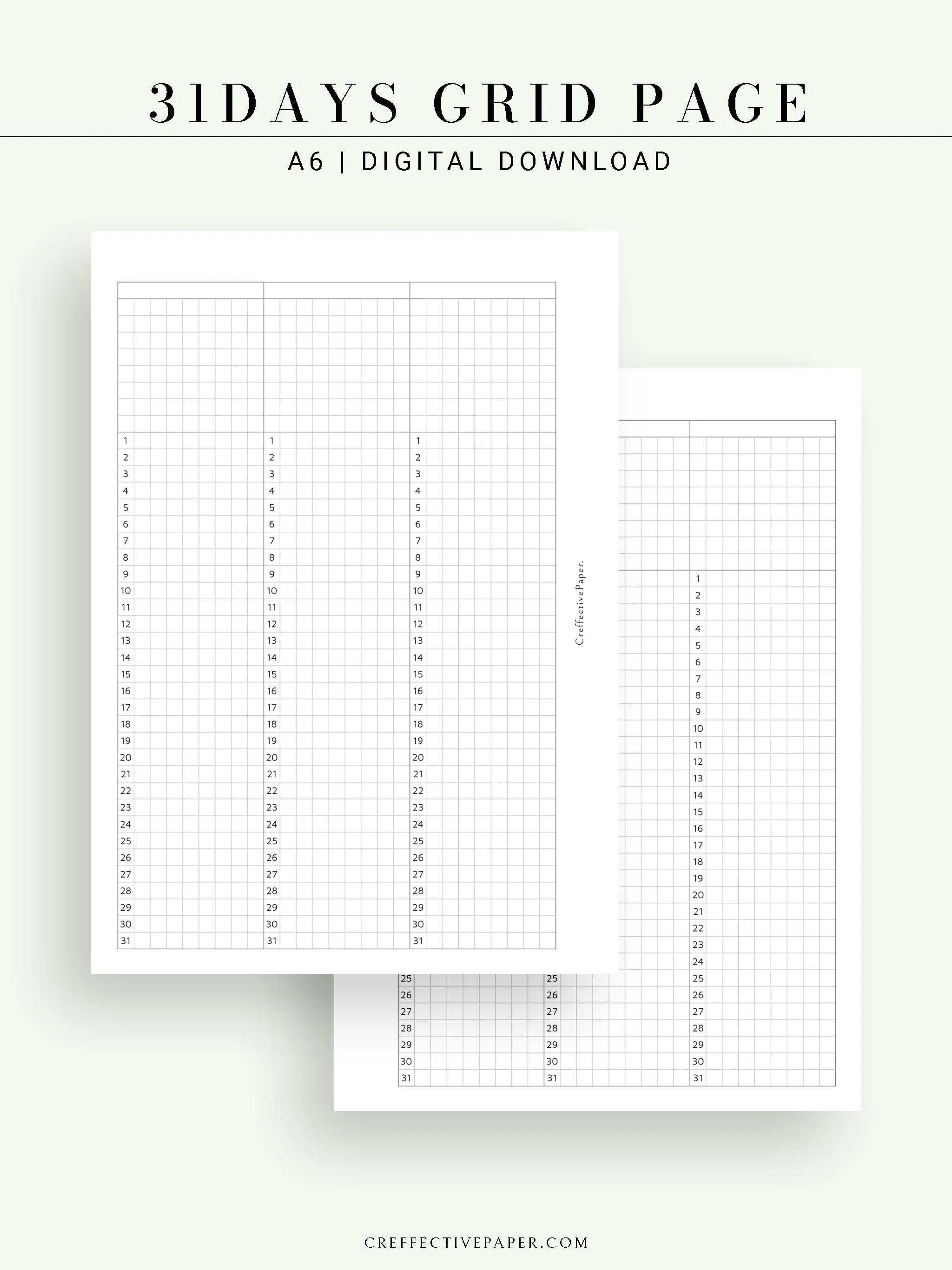 Y110 | 31Days Grid Page for Future Log & Tracker