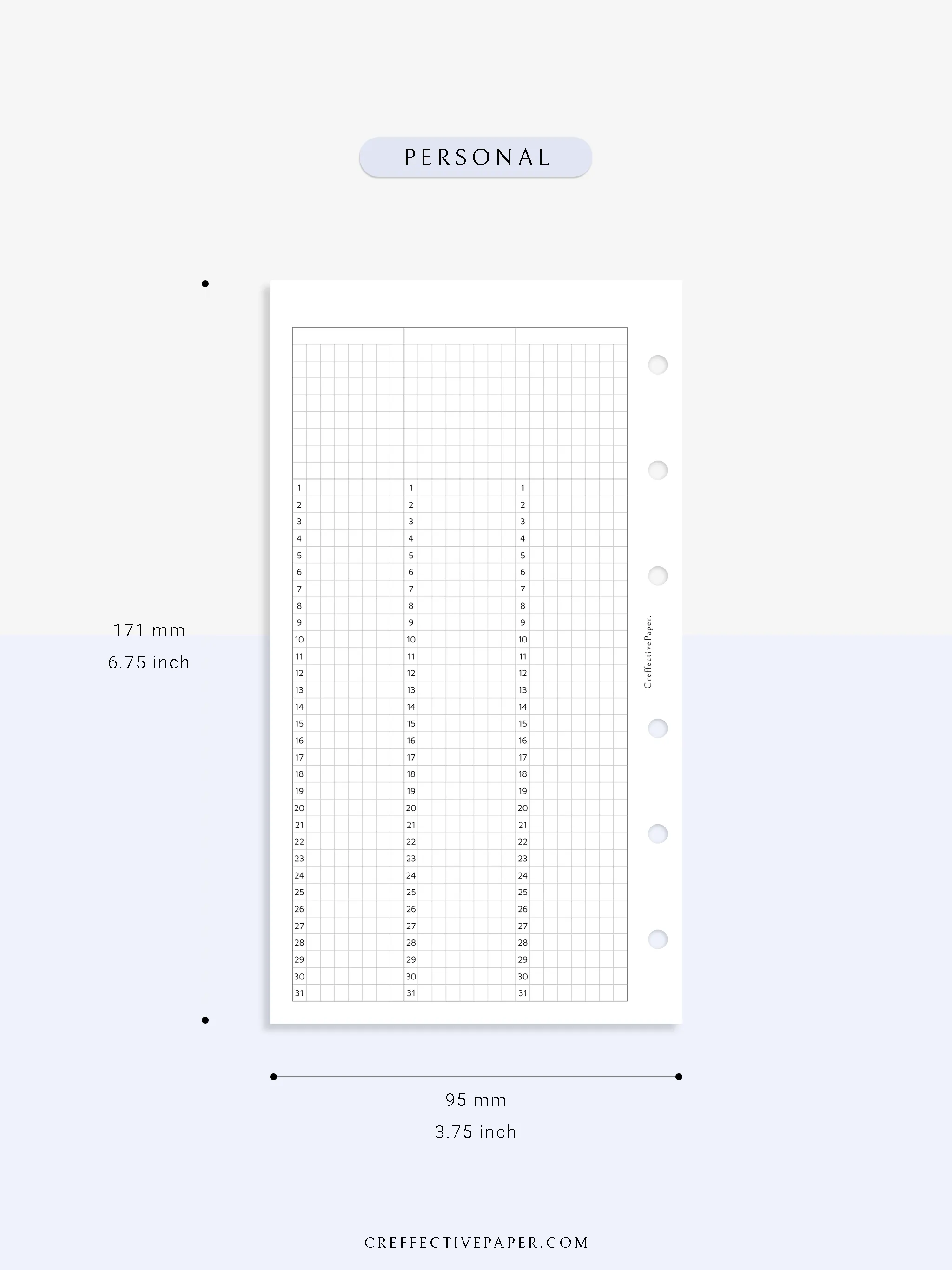 Y110 | 31Days Grid Page for Future Log & Tracker