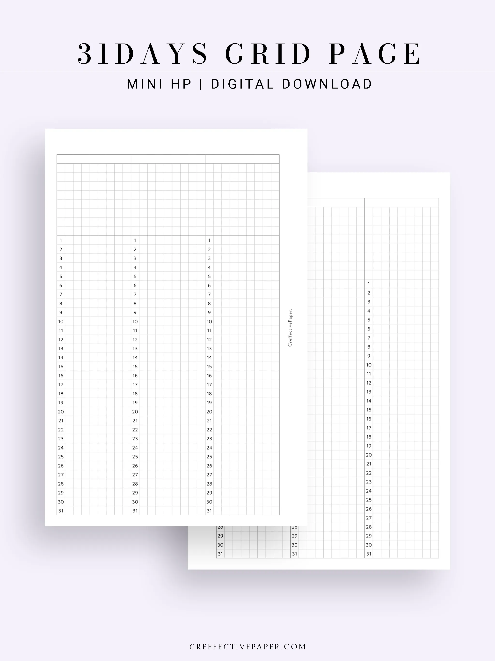 Y110 | 31Days Grid Page for Future Log & Tracker