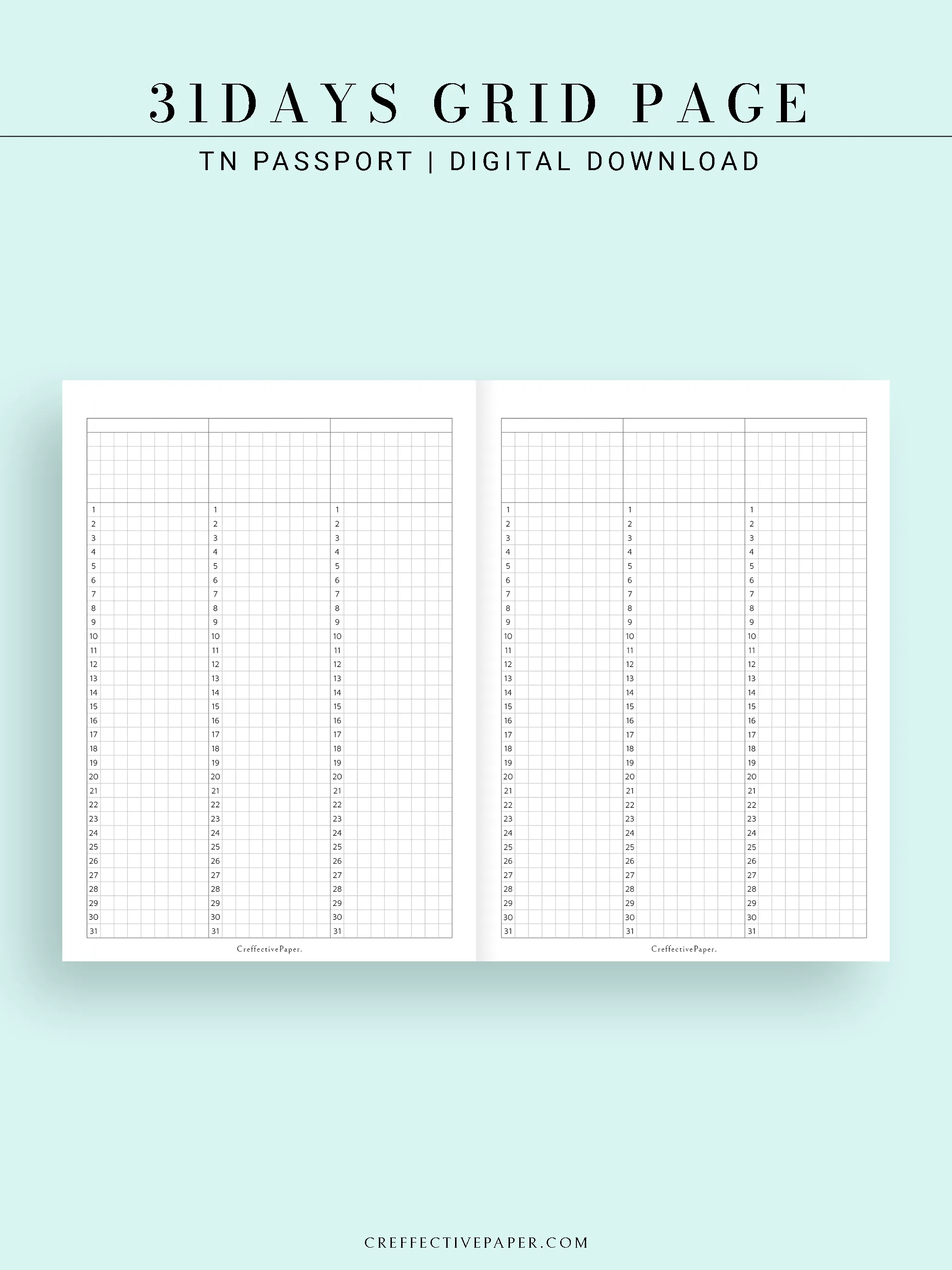 Y110 | 31Days Grid Page for Future Log & Tracker