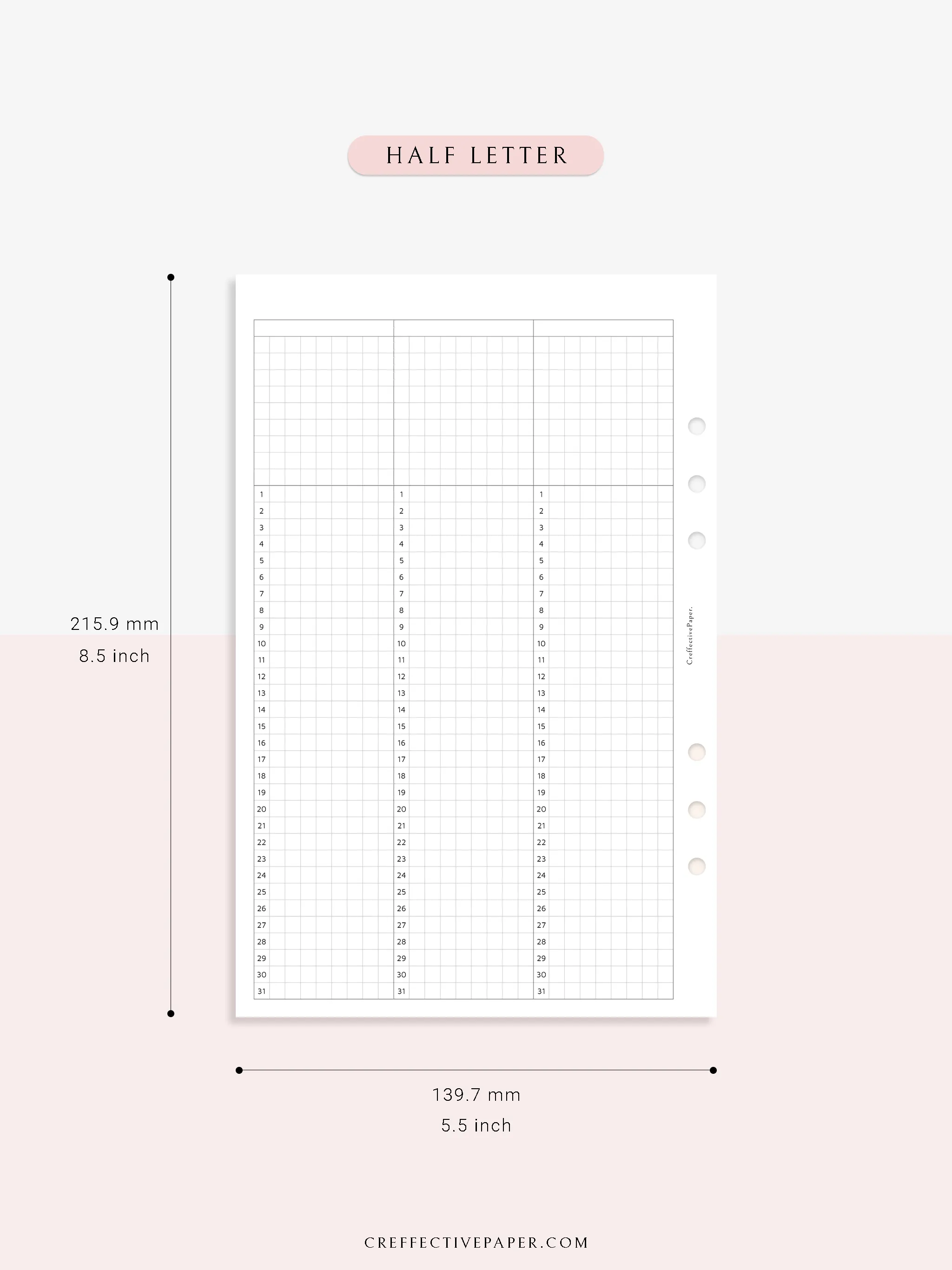 Y110 | 31Days Grid Page for Future Log & Tracker