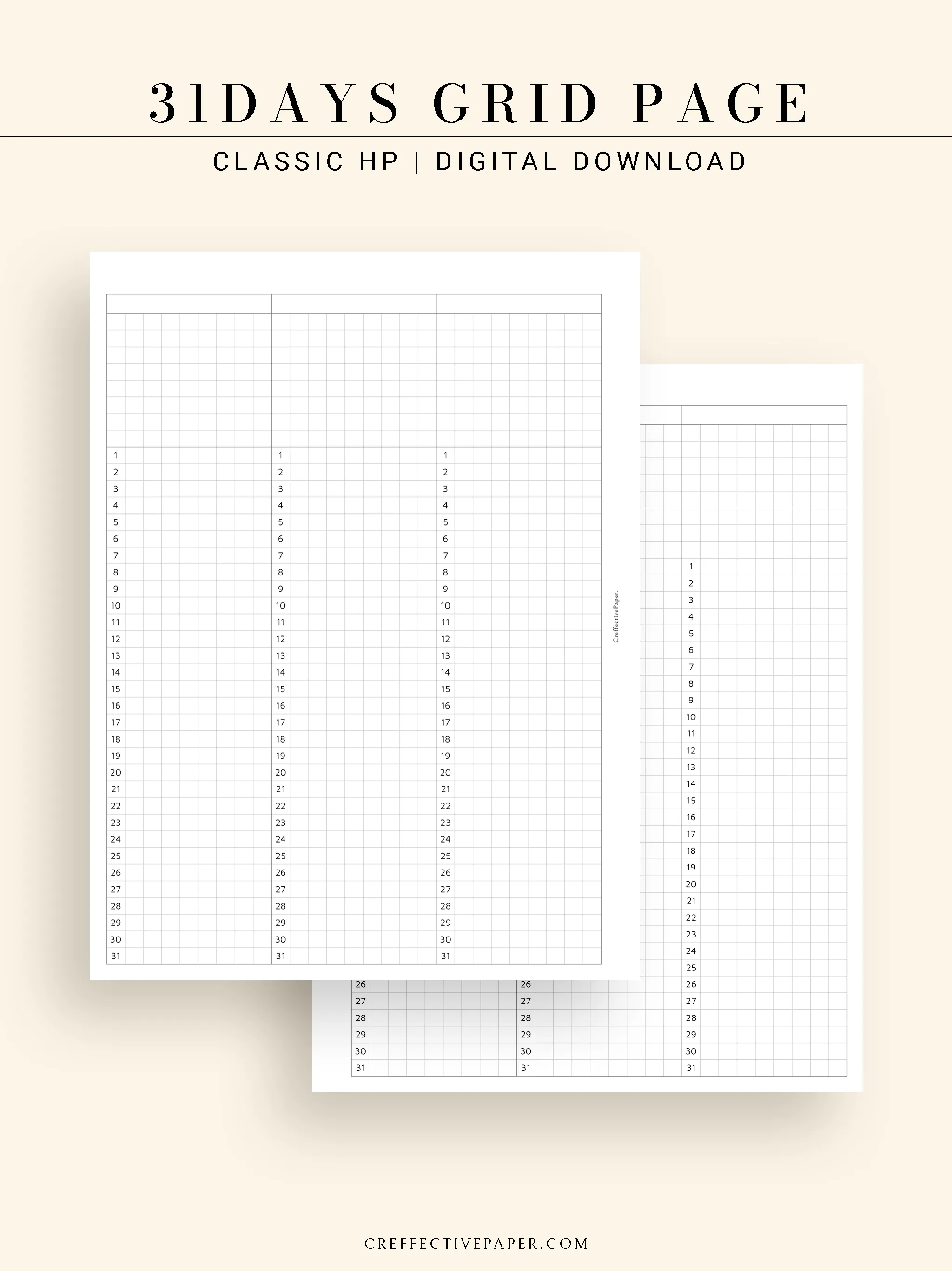 Y110 | 31Days Grid Page for Future Log & Tracker