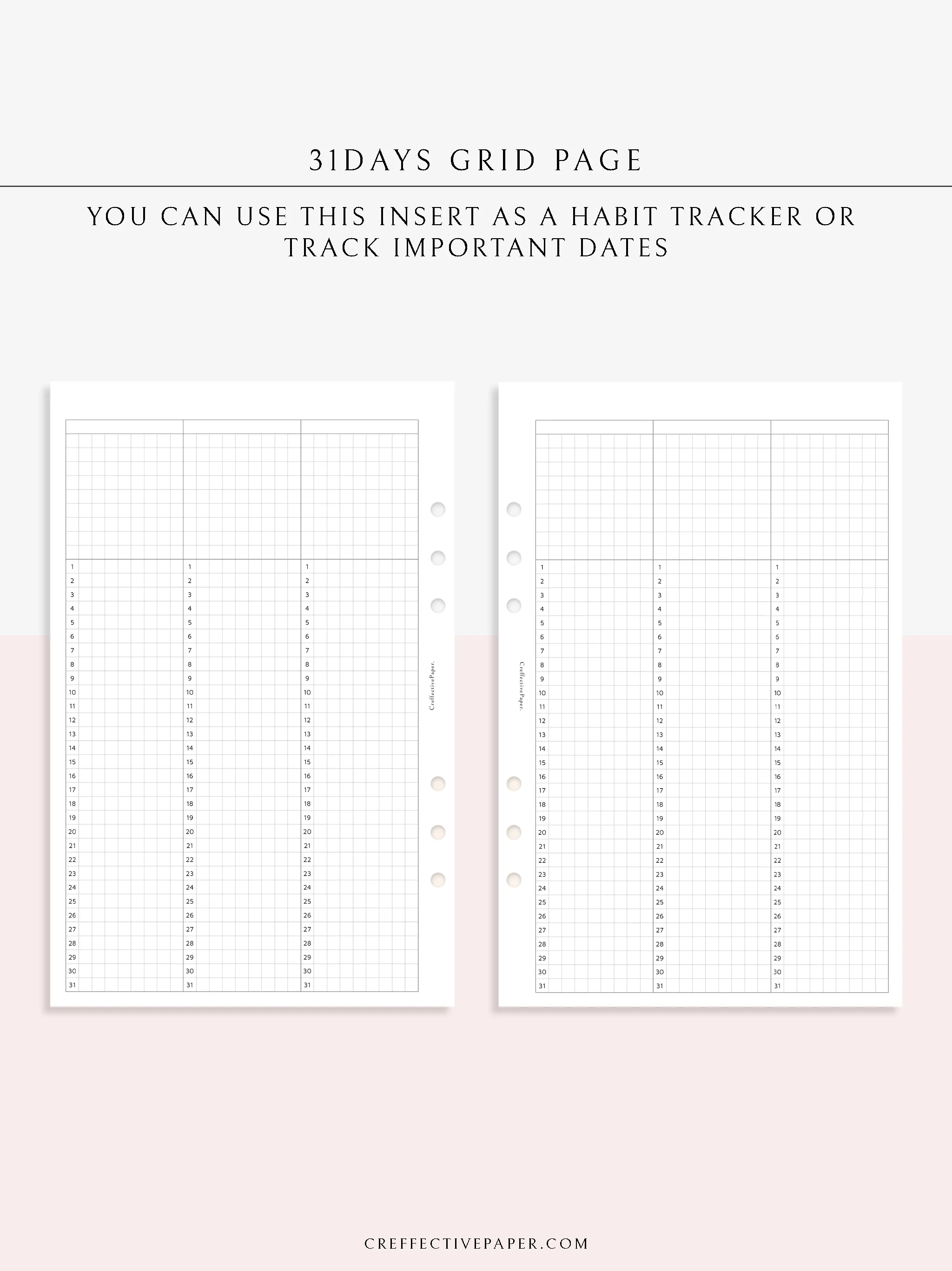 Y110 | 31Days Grid Page for Future Log & Tracker