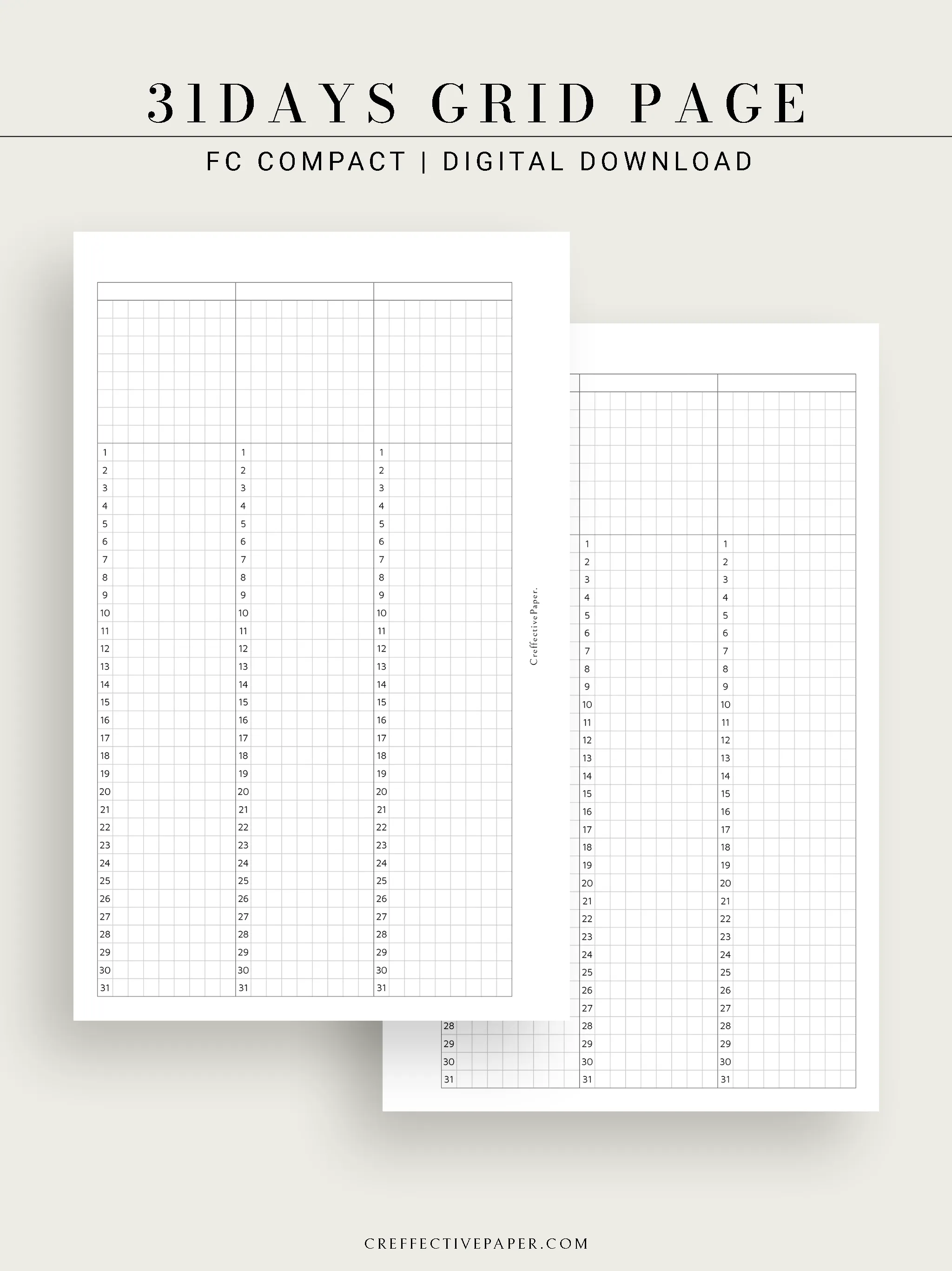 Y110 | 31Days Grid Page for Future Log & Tracker