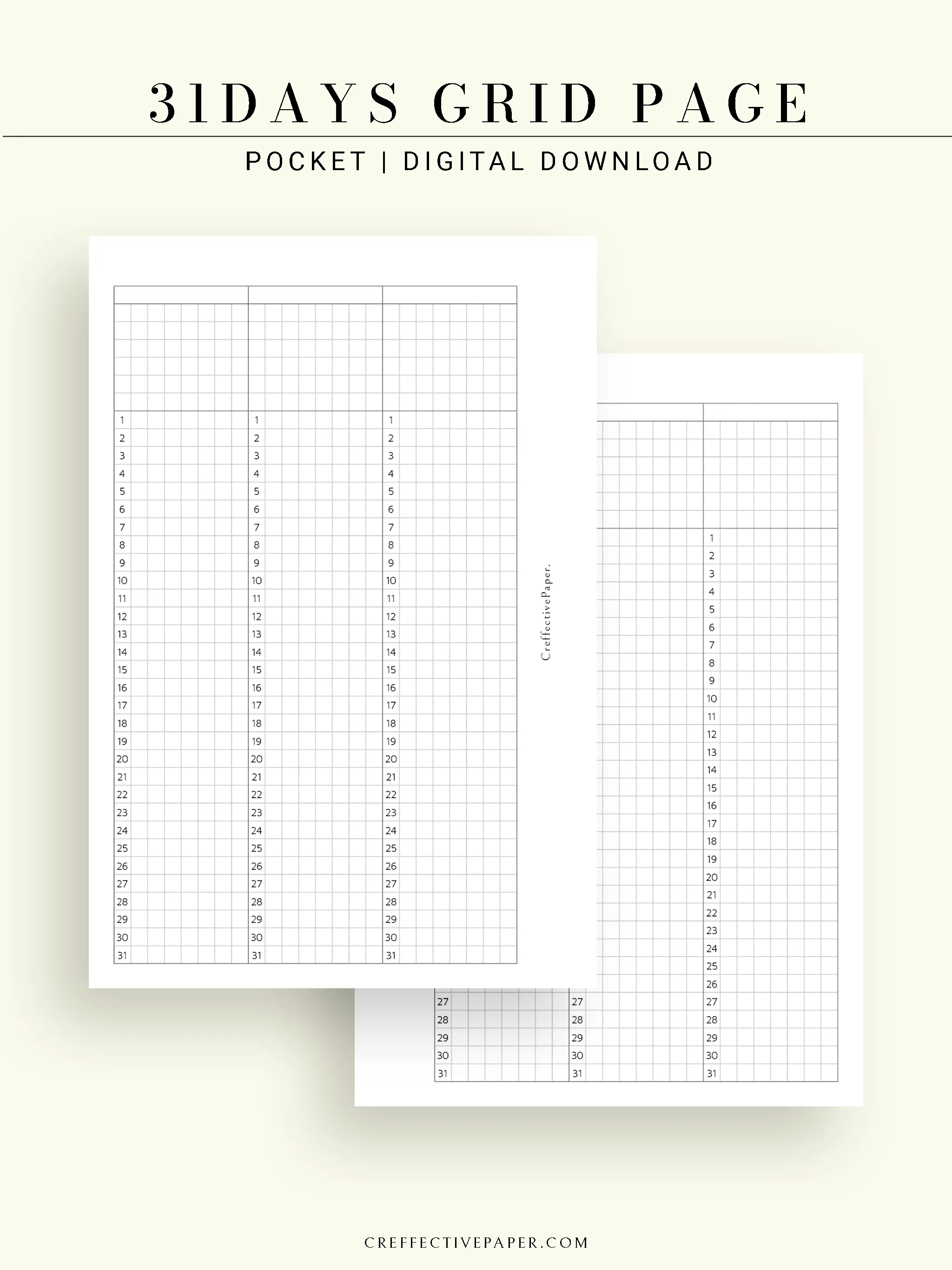 Y110 | 31Days Grid Page for Future Log & Tracker