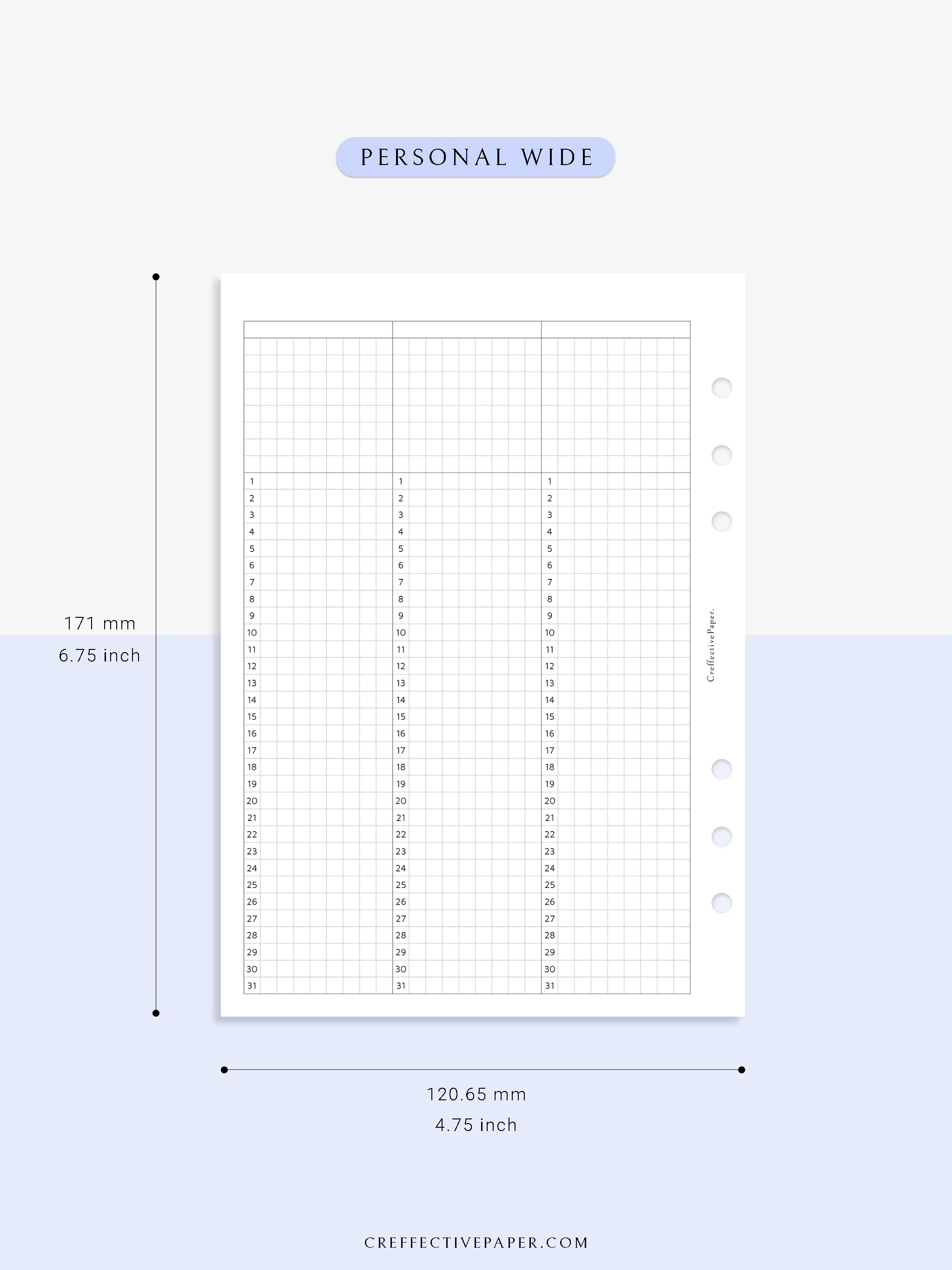 Y110 | 31Days Grid Page for Future Log & Tracker