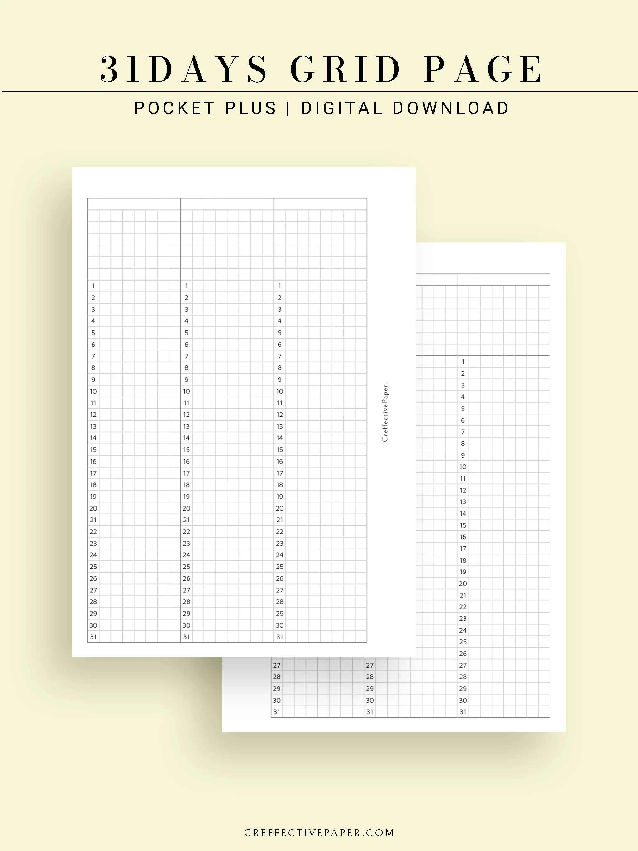 Y110 | 31Days Grid Page for Future Log & Tracker