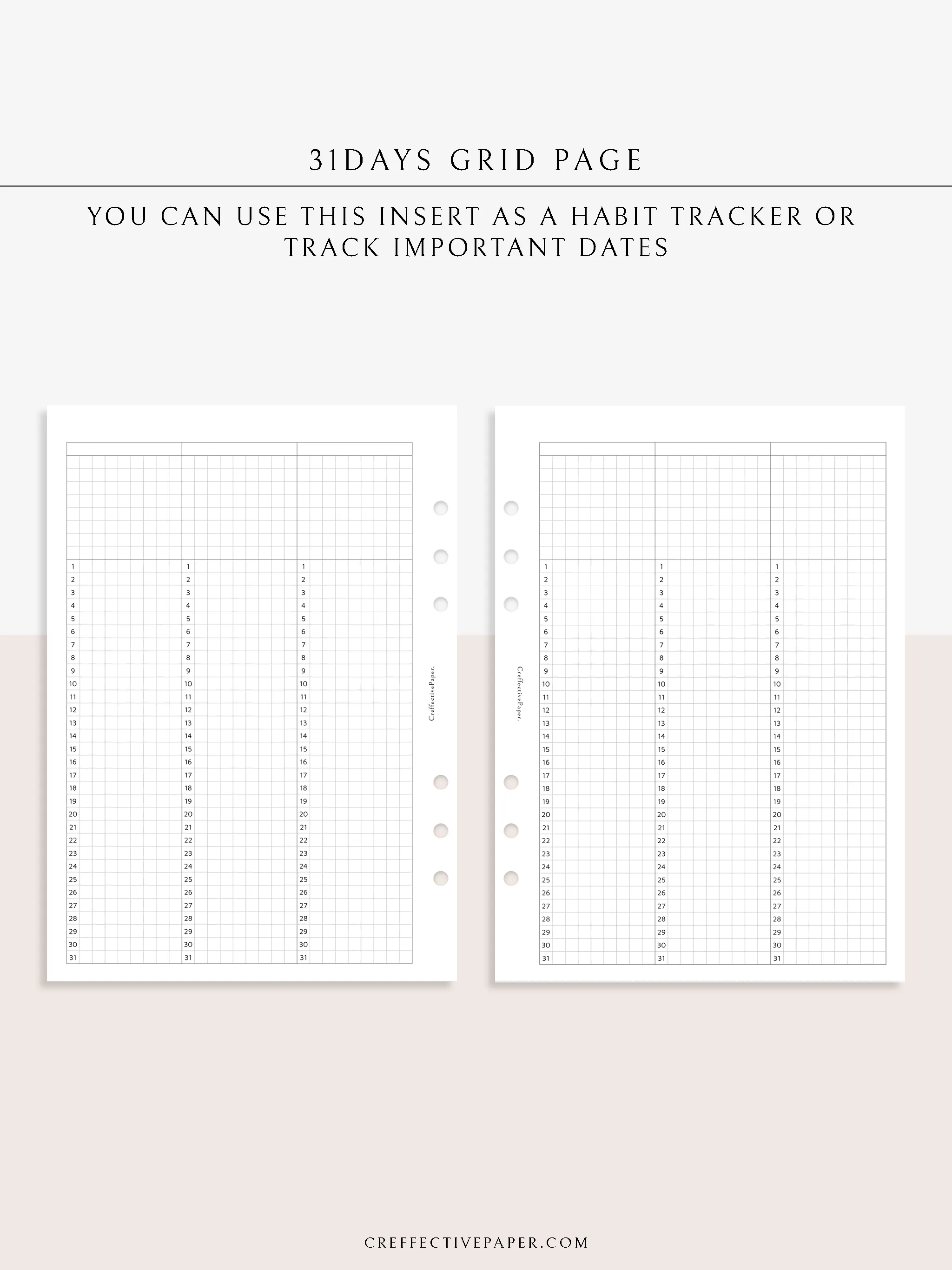 Y110 | 31Days Grid Page for Future Log & Tracker